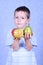 Boy and fruits