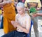 The boy get hair-shaving to be a Buddhist novice