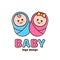 Boy and girl.Baby shower,Newborn logo