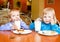 Boy and girl in the cafe