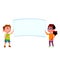 Boy And Girl Children Holding Blank Poster Vector