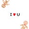 Boy and girl cookies cartoon character with little heart confett