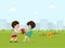 Boy and Girl Fighting for Ball, Bad Behavior, Conflict Between Kids, Vector Illustration