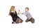 Boy and girl fighting over a lolipop