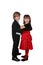 Boy and girl in formal clothing dancing together