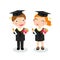 Boy and girl graduate