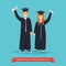 Boy and girl graduates.Vector illustration.