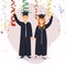 Boy and girl graduates.Vector illustration in flat design