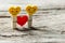 Boy and girl heart yellow emoticons with love