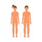 Boy and girl. Human front side Silhouette. Isolated on White Background. Vector illustration.