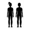 Boy and girl. Human front side Silhouette. Isolated on White Background. Vector illustration.