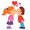 Boy and girl kissing.