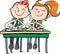 boy and a girl nice children in the school desk