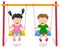 Boy and Girl Playing on Swing