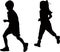 A boy and a girl running together, silhouette vector