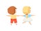 Boy and Girl Standing Holding Hands, Cute Preschool Kids View from Behind Cartoon Vector Illustration