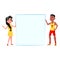 Boy And Girl Students Holding Blank Poster Vector