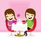 Boy and girl sweetheart meeting at shop cute cartoon vector