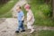 Boy and girl walk together