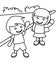 Boy and girl waving coloring page