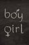 Boy and girl words with gender symbols