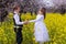 boy giving girl flowers