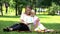 Boy giving present box to mother, congratulating her with womans day, loving son