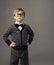 Boy in glasses, little child portrait, kid smart casual clothing