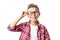 Boy in glasses and shirt isolated