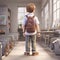 A Boy Goes Back To School With His Bag Cartoon Character Ai Generate