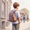 A Boy Goes Back To School With His Bag Cartoon Character Ai Generate