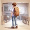 A Boy Goes Back To School With His Bag Cartoon Character Ai Generate