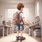 A Boy Goes Back To School With His Bag Cartoon Character Ai Generate