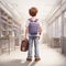 A Boy Goes Back To School With His Bag Cartoon Character Ai Generate