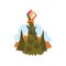 Boy got lost in the forest, child sitting on a pine and looking into the distance vector Illustration