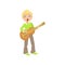 Boy In Green Shirt Playing Guitar And Singing