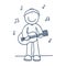 Boy guitar player flat illustration. Smiling teenager holding electric guitar cartoon character