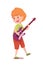 Boy guitar player flat illustration. Smiling teenager holding electric guitar cartoon character. Guitarist, band member