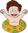 Boy Happy Swimming Cartoon Color Illustration