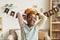 Boy Having Fun With Pumpkin