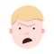 Boy head emoji with facial emotions, avatar character, man anger face with different male emotions concept. flat design.