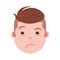 Boy head emoji with facial emotions, avatar character, man grieved face with different emotions concept. flat design.