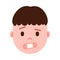 Boy head emoji with facial emotions, avatar character, man shut up face with different male emotions concept. flat