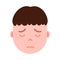 Boy head emoji with facial emotions, avatar character, man sorrowful face with different male emotions concept. flat