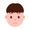 Boy head emoji with facial emotions, avatar character, man sorrowful face with different male emotions concept. flat