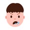 Boy head emoji with facial emotions, avatar character, man split face with different male emotions concept. flat design.