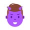 Boy head emoji personage icon with facial emotions, avatar character, man devil face with different male emotions