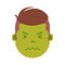 Boy head emoji personage icon with facial emotions, avatar character, man in sickness face with different male emotions