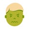 Boy head emoji personage icon with facial emotions, avatar character, man in sickness face with different male emotions