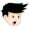 boy head emoticon with facial expression afraid of being scolded